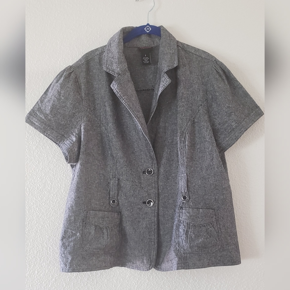 TORRID Short Sleeve Gray Denim Blazer